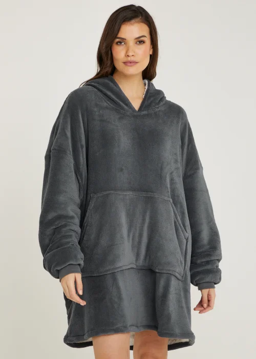 Dark Grey Long Snuggle Hoodie (One Size) Image 1