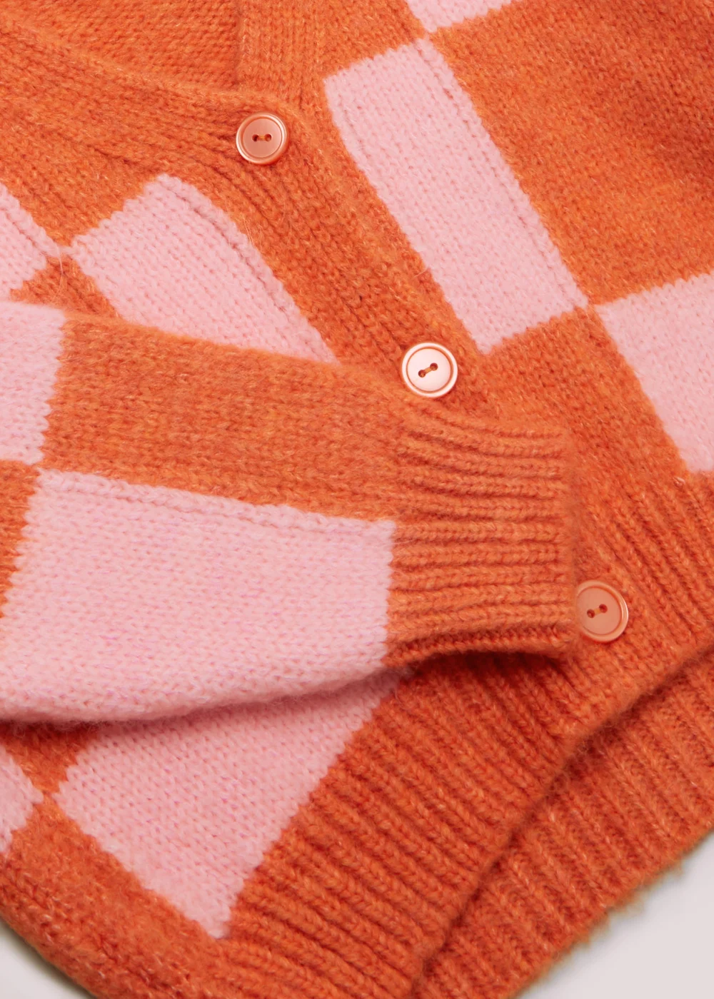 Girls Orange & Pink Check Cardigan (4-13yrs) - Age 4 Years Image 2