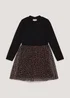 Girls Black Leopard Mesh Dress (4-13yrs) - 4 Yrs Image 1