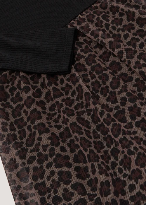 Girls Black Leopard Mesh Dress (4-13yrs) - 4 Yrs Image 2