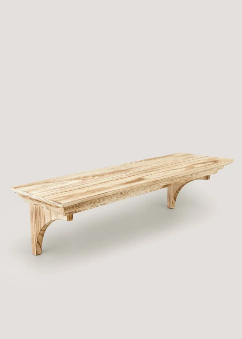 Natural Single Wooden Shelf (61cm x 20cm x 17cm) Image 1