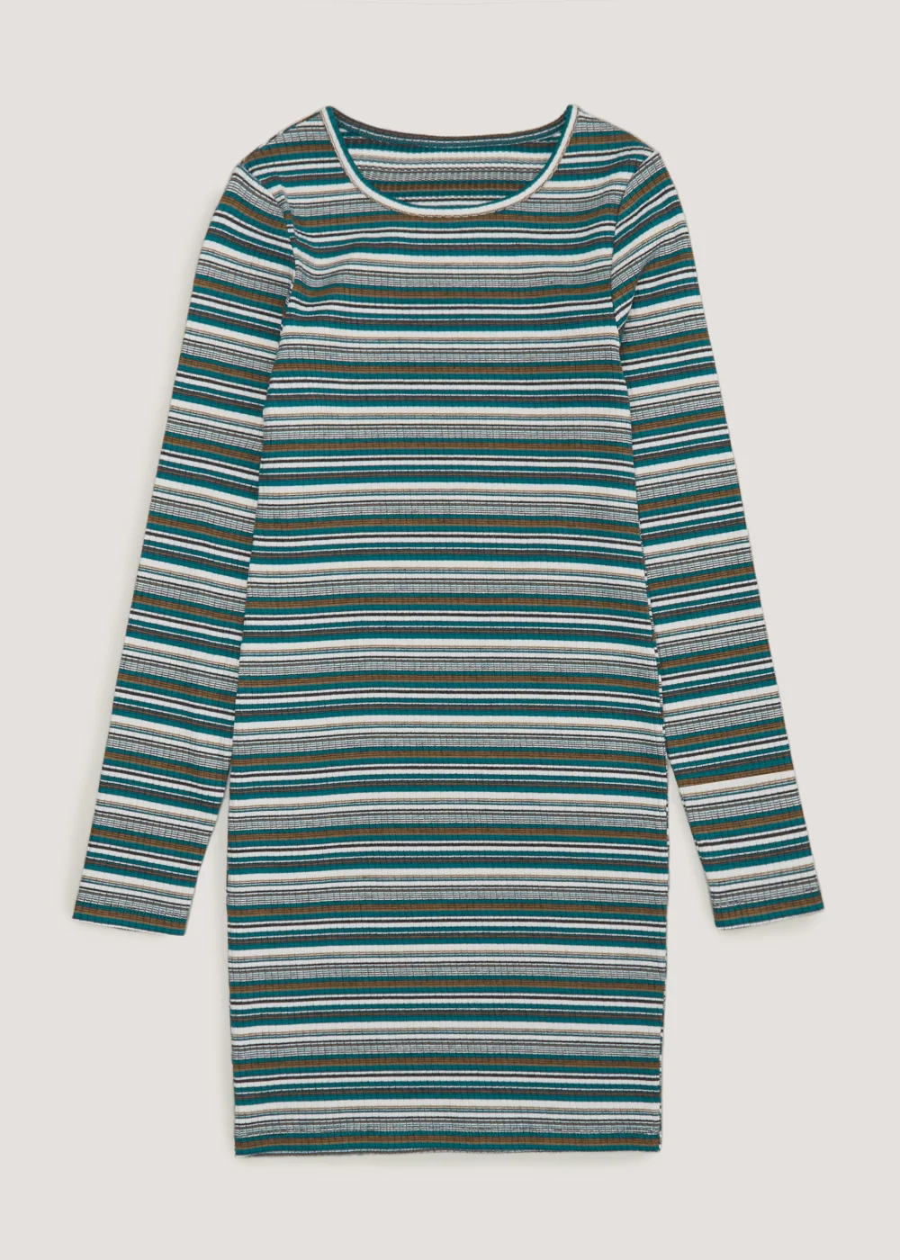 Girls Candy Couture Teal Long Sleeve Stripe Dress (9-16yrs) - 9 Yrs Image 1