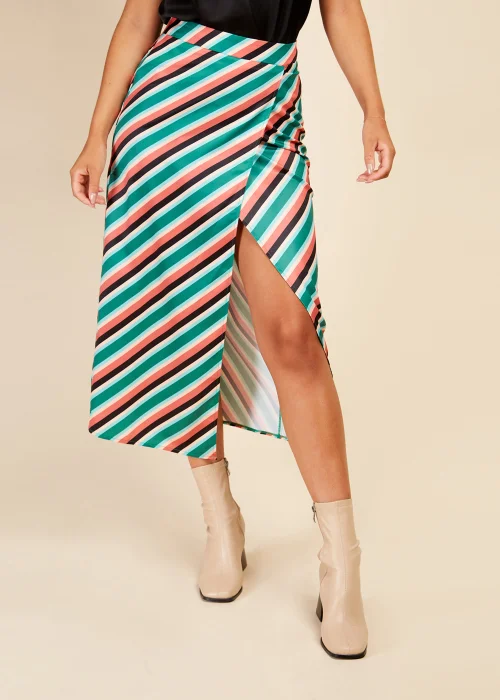 Little Mistress Multicoloured Stripe Midaxi Skirt - 14 Image 3