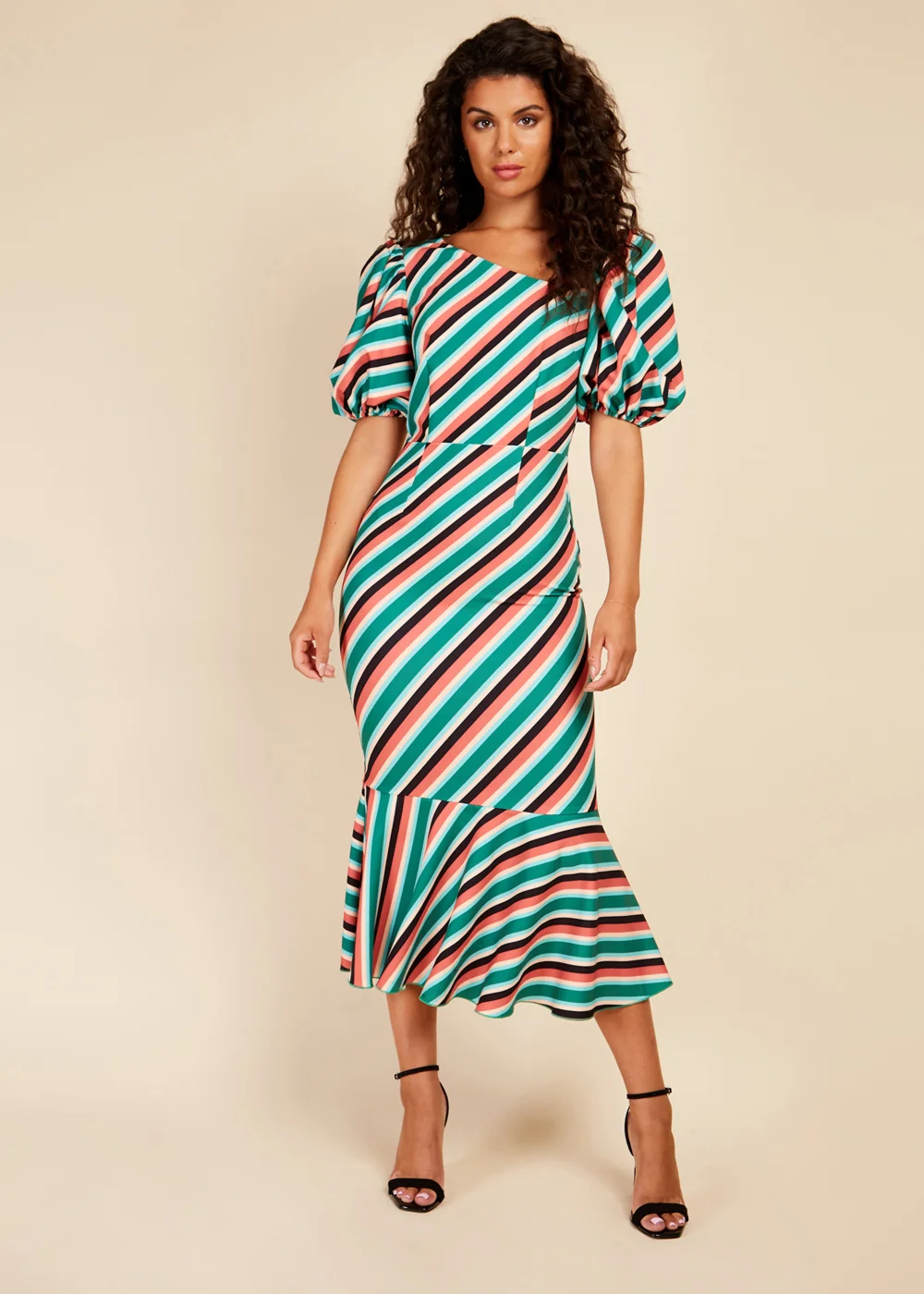 Little Mistress Multicoloured Stripe Midaxi Dress - Size 6 Image 1