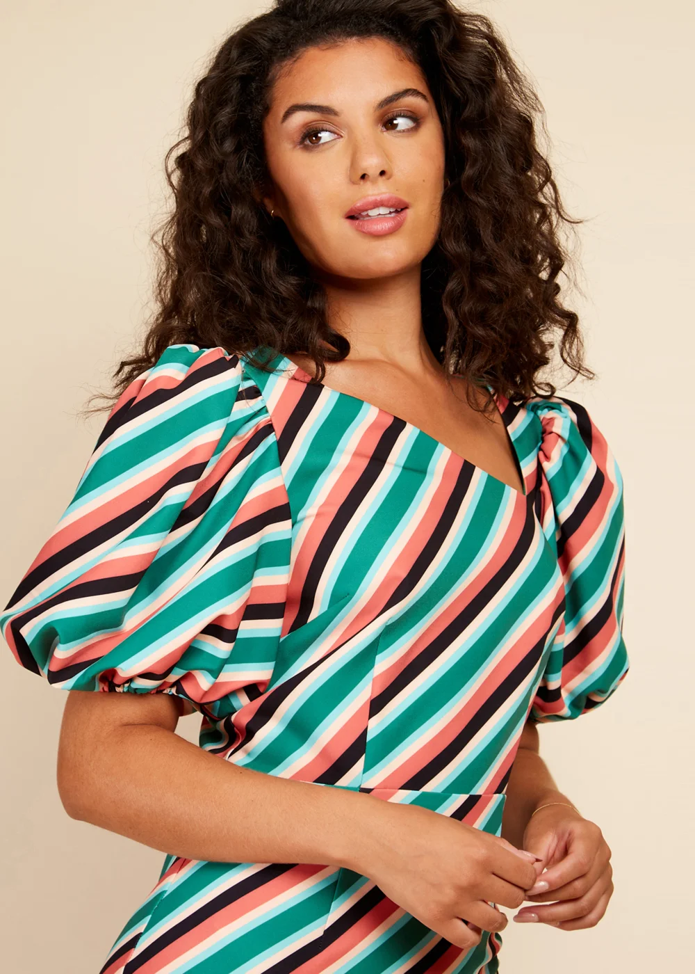 Little Mistress Multicoloured Stripe Midaxi Dress - Size 6 Image 3