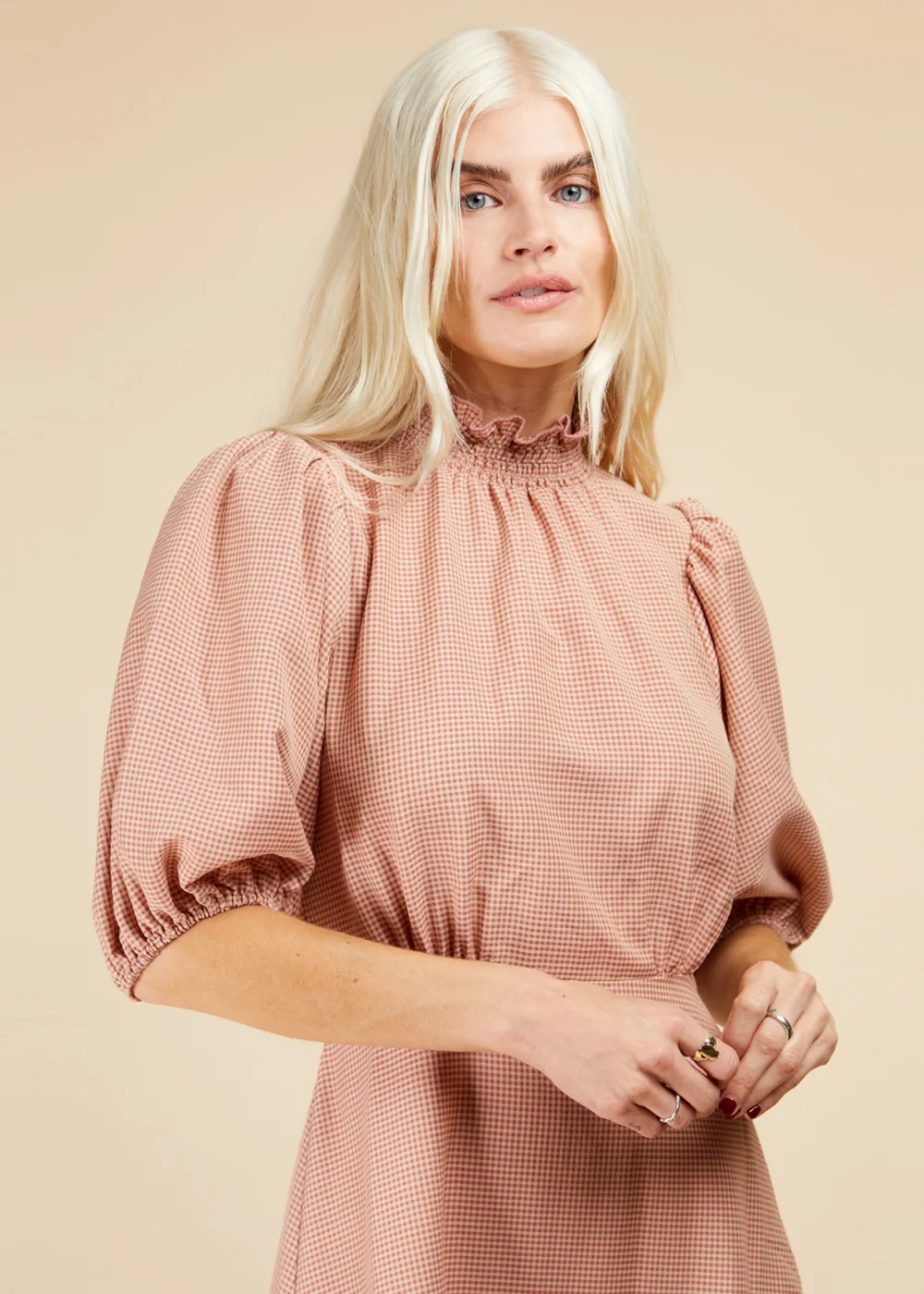 Little Mistress Coral Gingham Midaxi - Size 6 Image 2