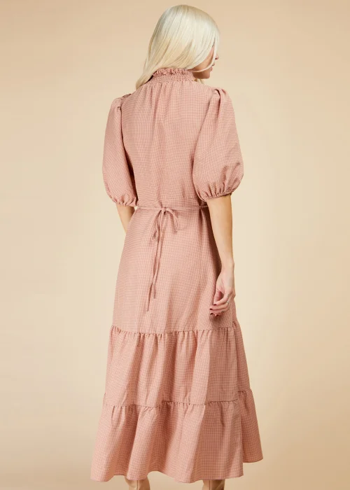 Little Mistress Coral Gingham Midaxi - Size 6 Image 4