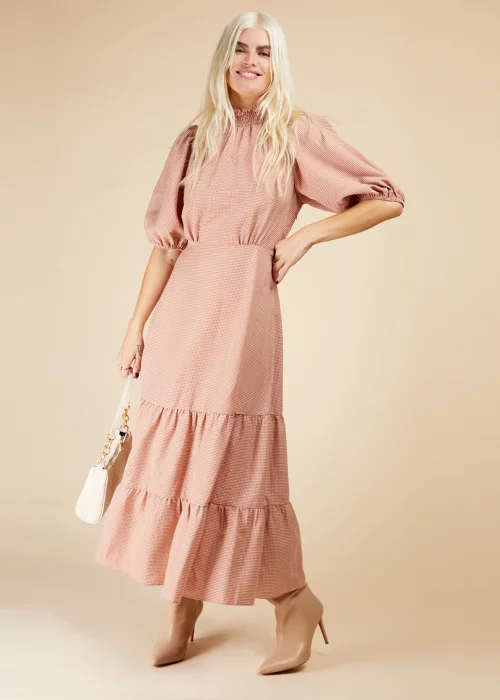 Little Mistress Coral Gingham Midaxi - Size 6 Image 1