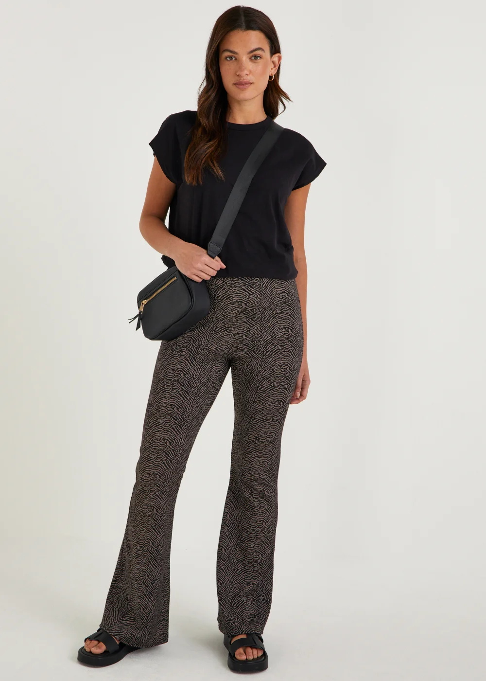 Brown Animal Print Flared Leggings - 8 Image 4