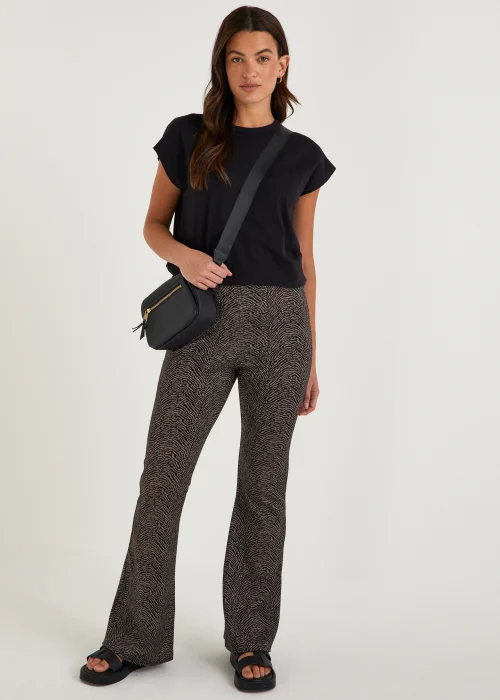 Brown Animal Print Flared Leggings - 8 Image 4