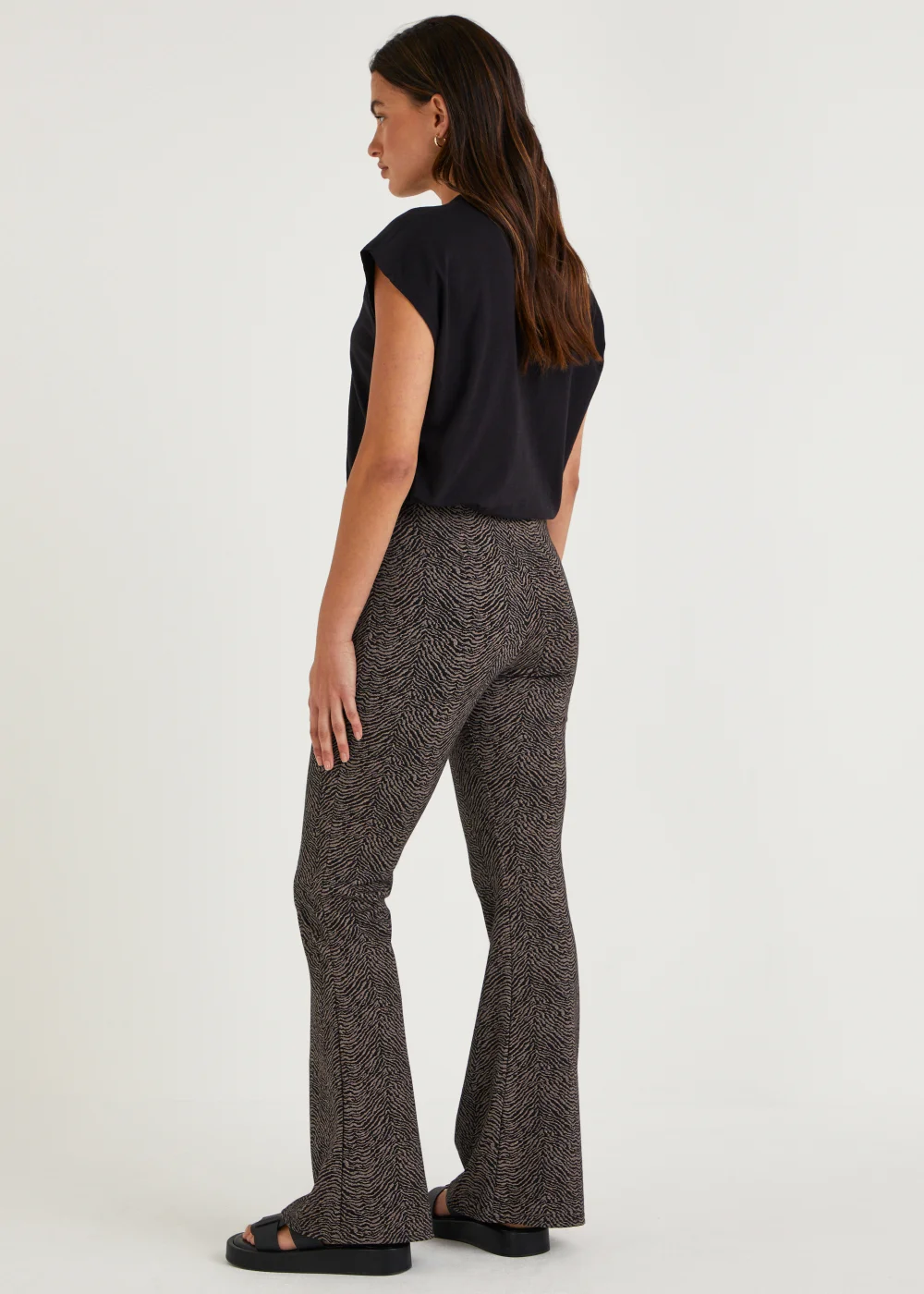 Brown Animal Print Flared Leggings - 8 Image 3