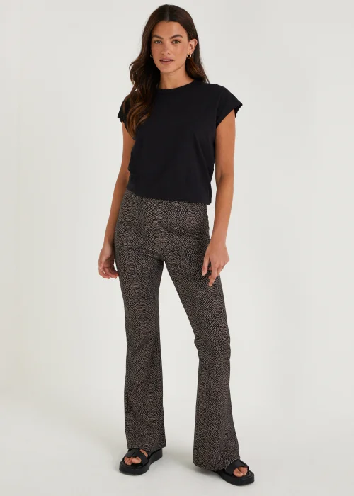 Brown Animal Print Flared Leggings - 8 Image 1