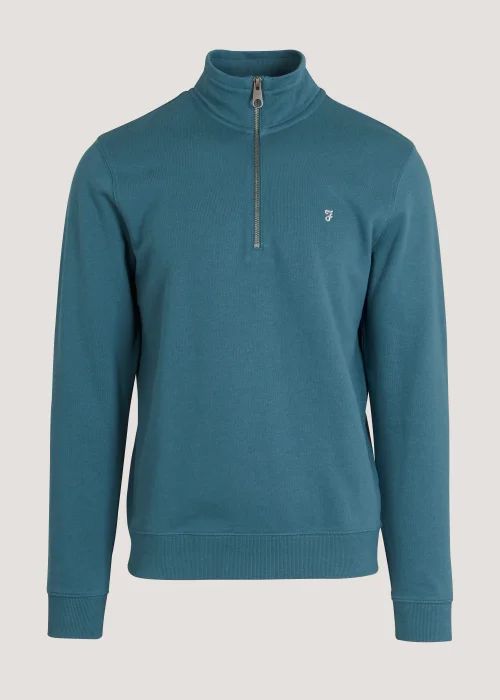 Farah Aintree Teal Quarter Zip Top - Extra Large Image 3
