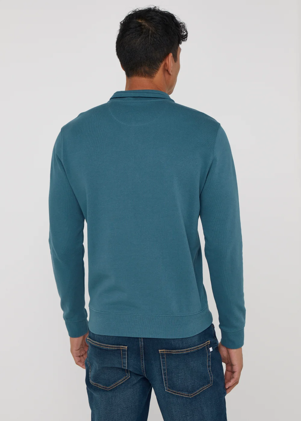 Farah Aintree Teal Quarter Zip Top - Extra Large Image 5