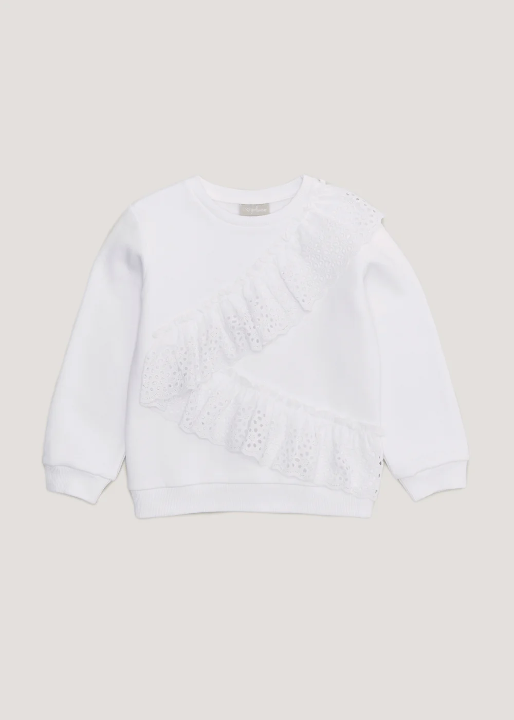 Girls White Broderie Sweatshirt (4-13yrs) - 7 Yrs Image 1