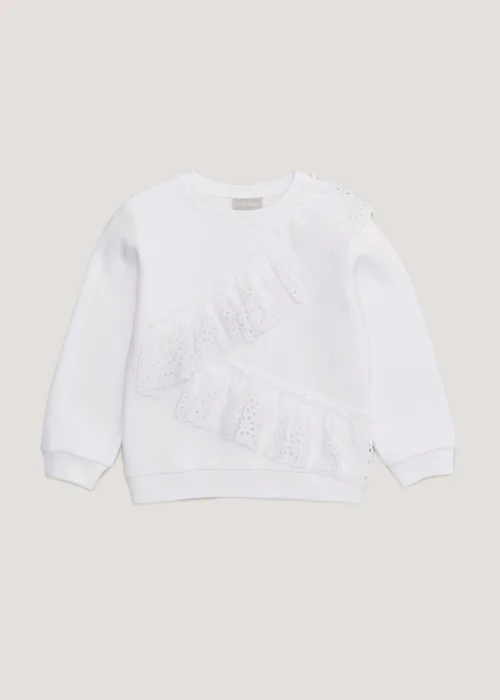 Girls White Broderie Sweatshirt (4-13yrs) - 7 Yrs Image 1
