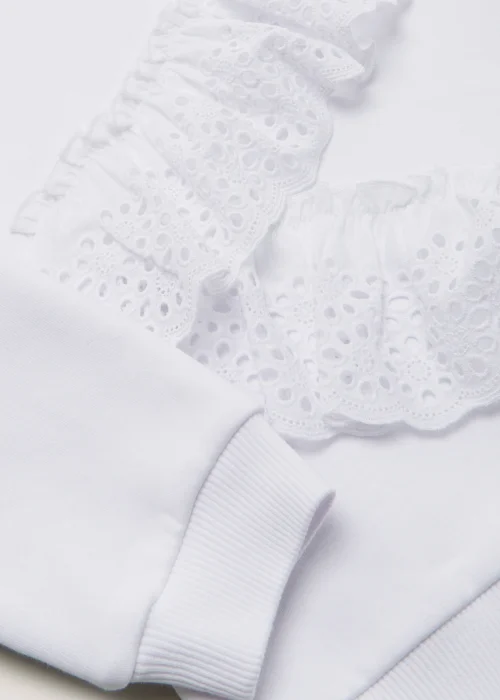 Girls White Broderie Sweatshirt (4-13yrs) - 7 Yrs Image 2