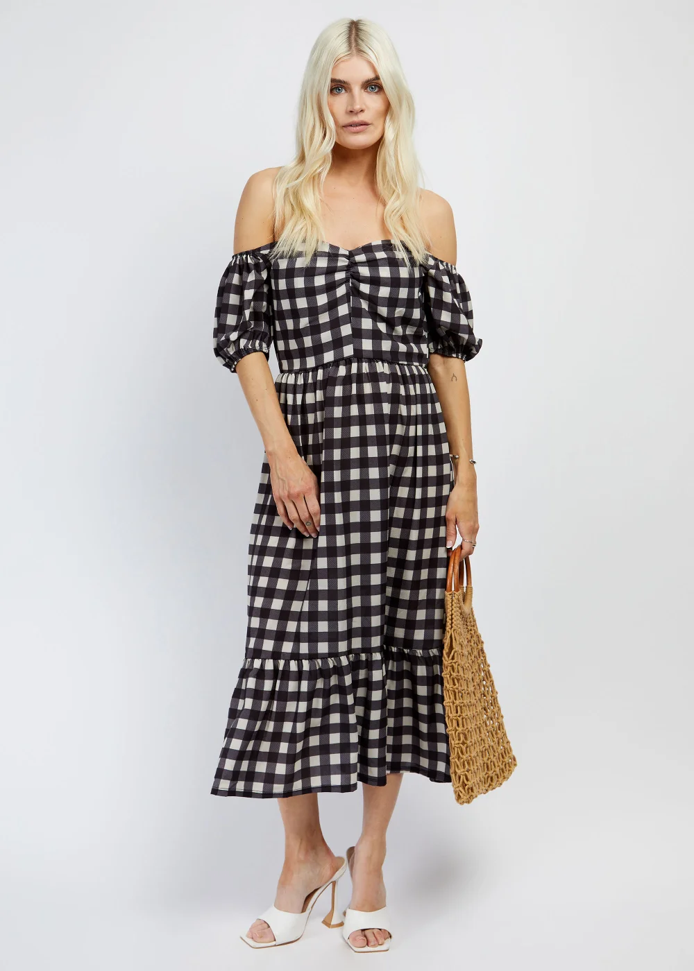 Girls on Film by Dani Dyer Black Gingham Midaxi Dress - Size 8 Image 5