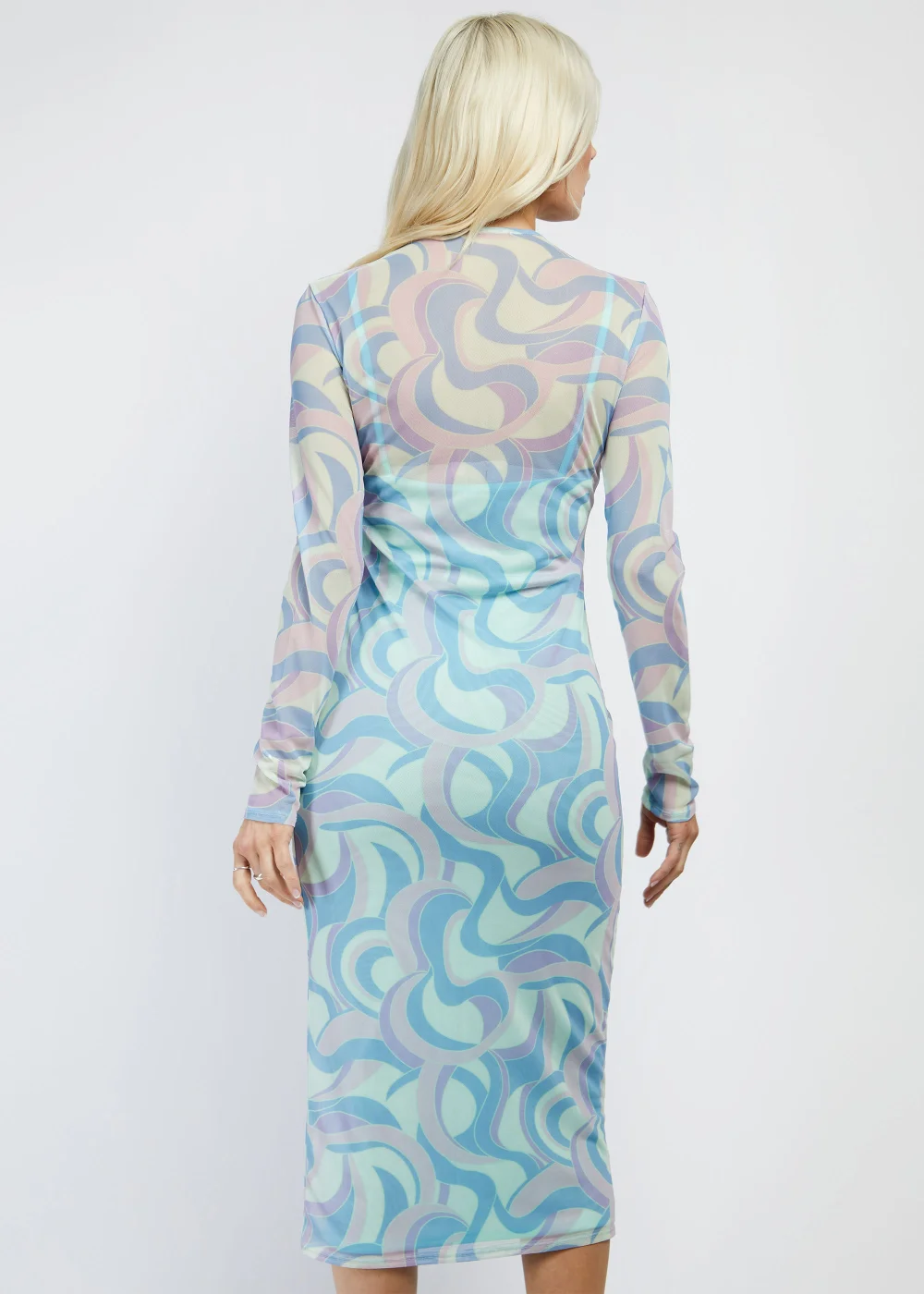 Girls on Film by Dani Dyer Cream Stretch Mesh Midi Dress - 8 Image 3