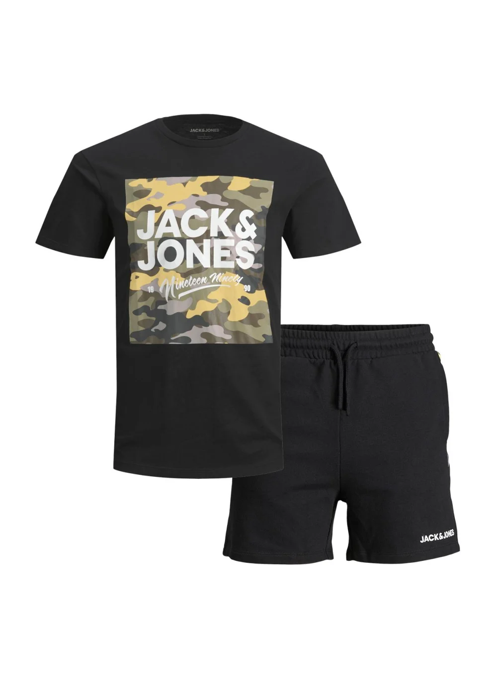 Jack & Jones Junior Black Camouflage T-Shirt & Shorts Set - Age 16 Years Image 1