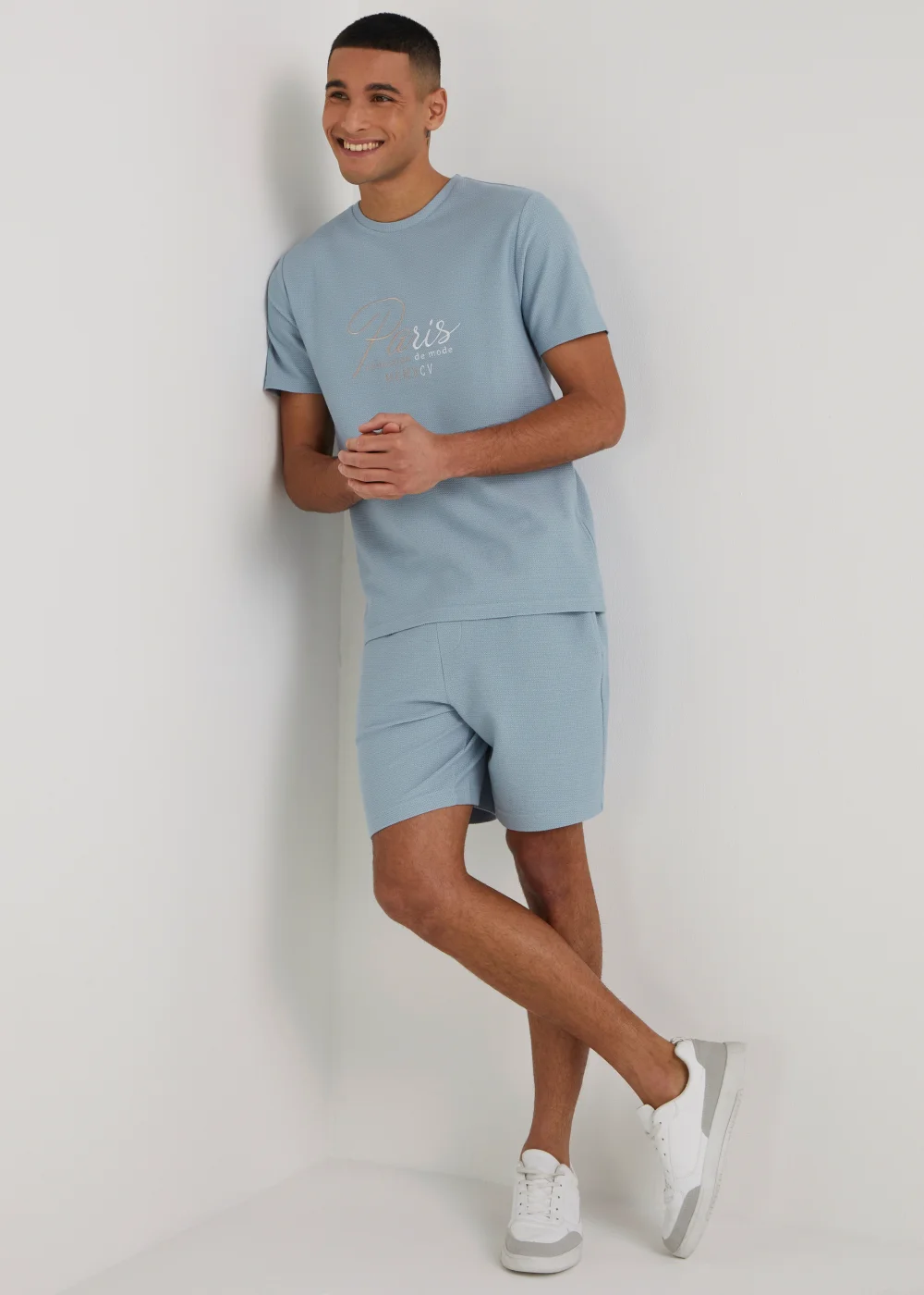 T&W Blue Paris Textured T-Shirt - S Image 3