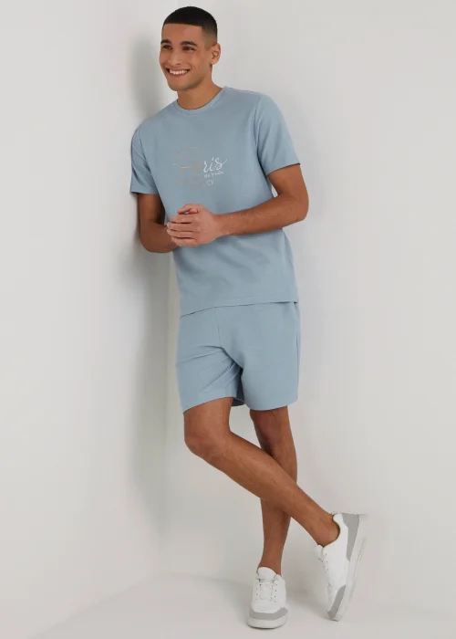 T&W Blue Paris Textured T-Shirt - S Image 3