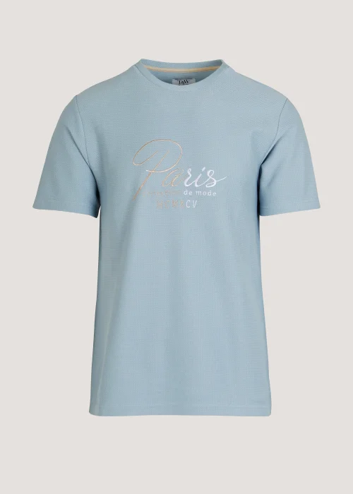 T&W Blue Paris Textured T-Shirt - S Image 2