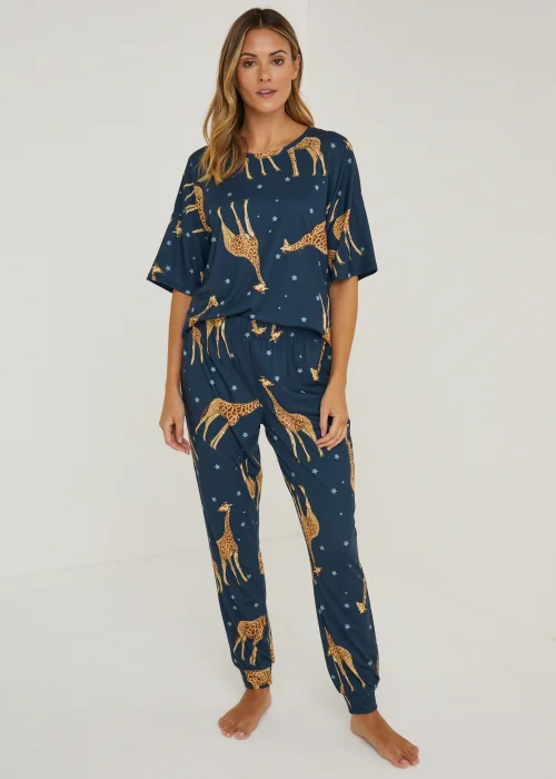 Navy Giraffe Star Pyjama Set - Extra small Image 1