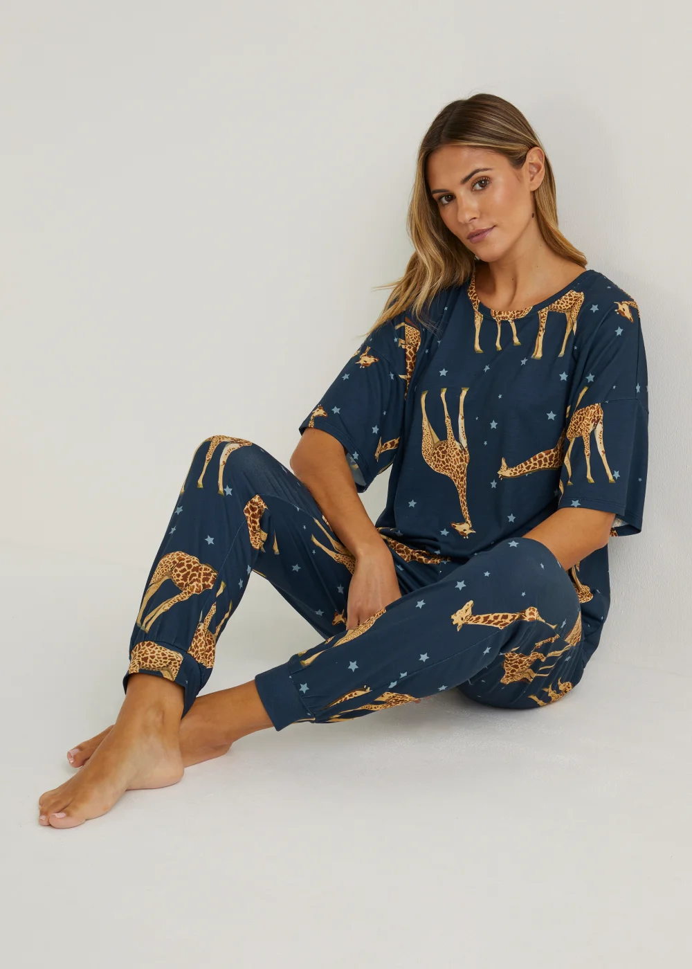 Navy Giraffe Star Pyjama Set - Extra small Image 5