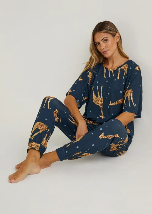 Navy Giraffe Star Pyjama Set - Extra small Image 5