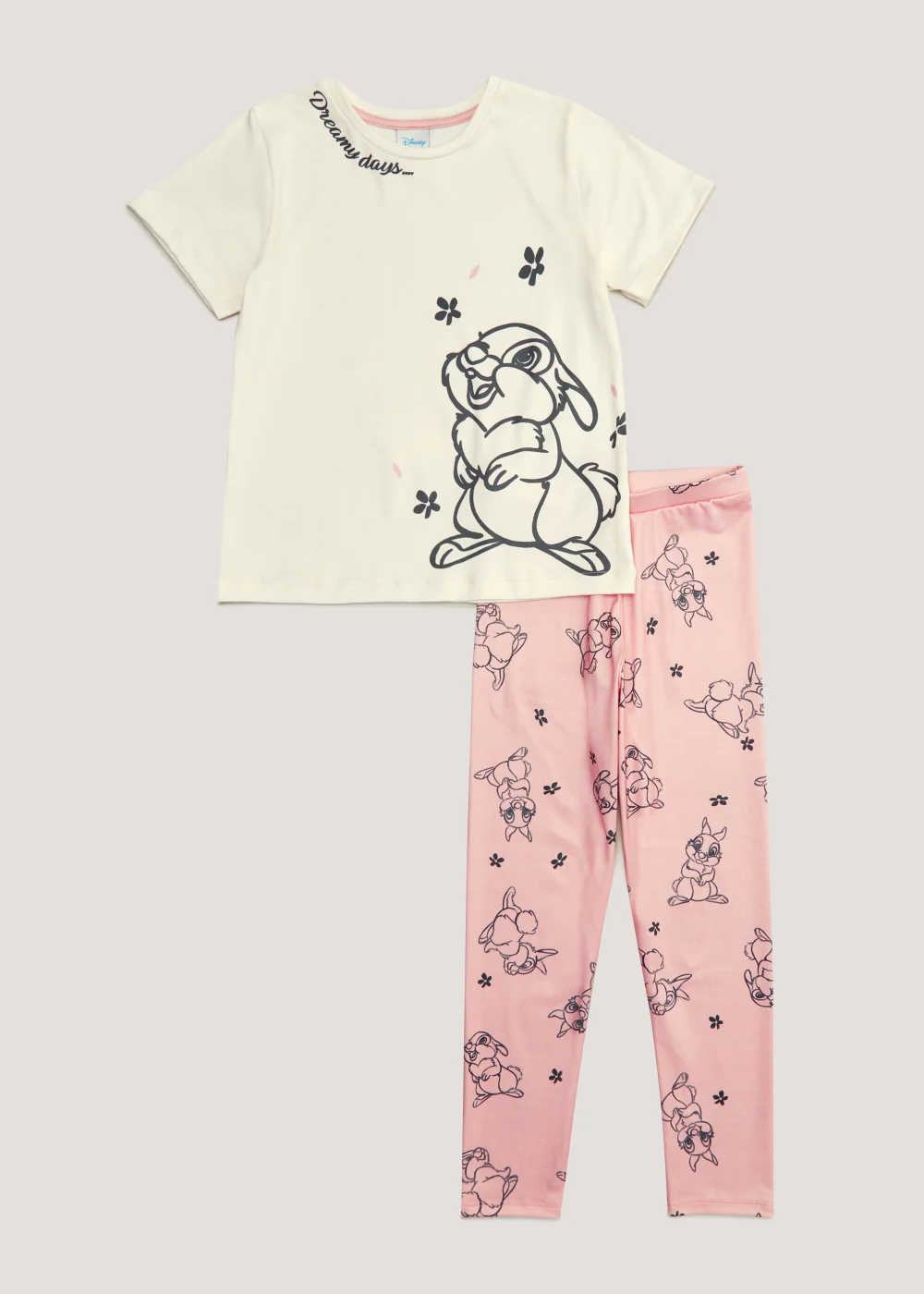 Girls Mini Me Pink & White Disney Thumper Pyjama Set (5-10yrs) - Age 5 Years Image 1