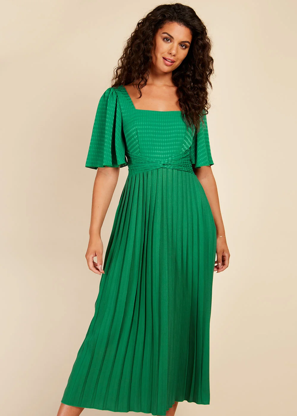 Little Mistress Green Square Neck Midaxi Dress - Size 6 Image 3