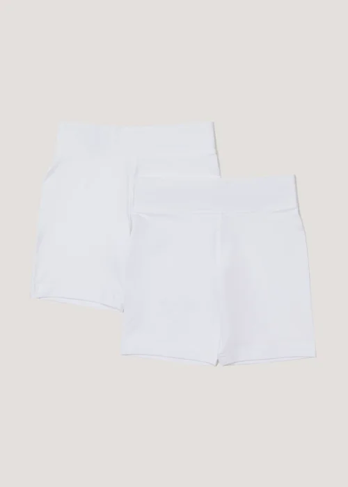 Girls 2 Pack White Cycling Shorts (3-13yrs) - Age 3 Years Image 1
