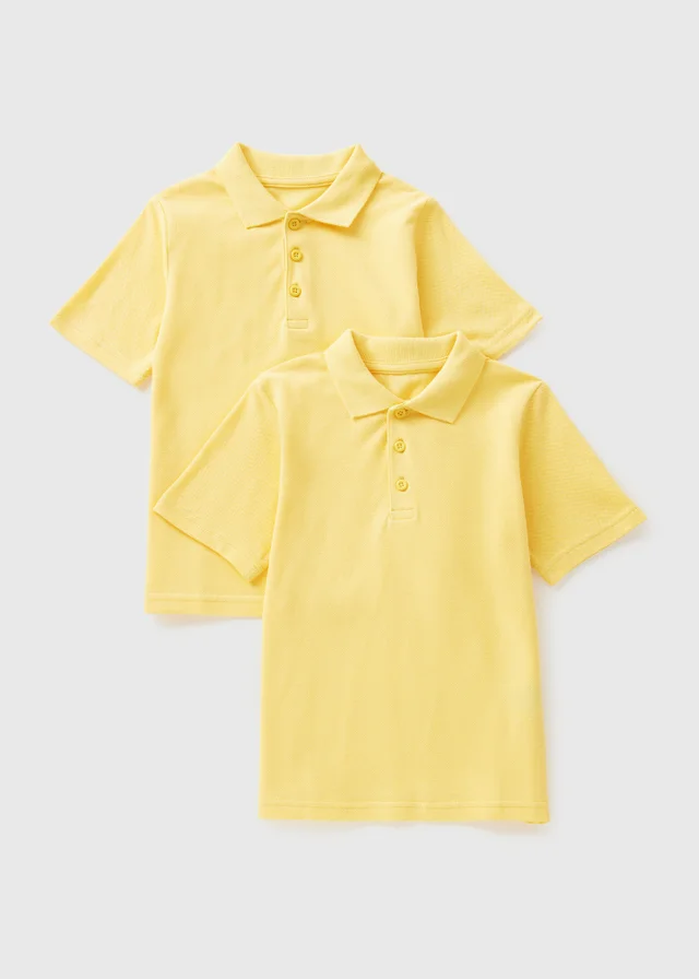 Kids 2 Pack Yellow School Polo Shirts (3-13yrs)