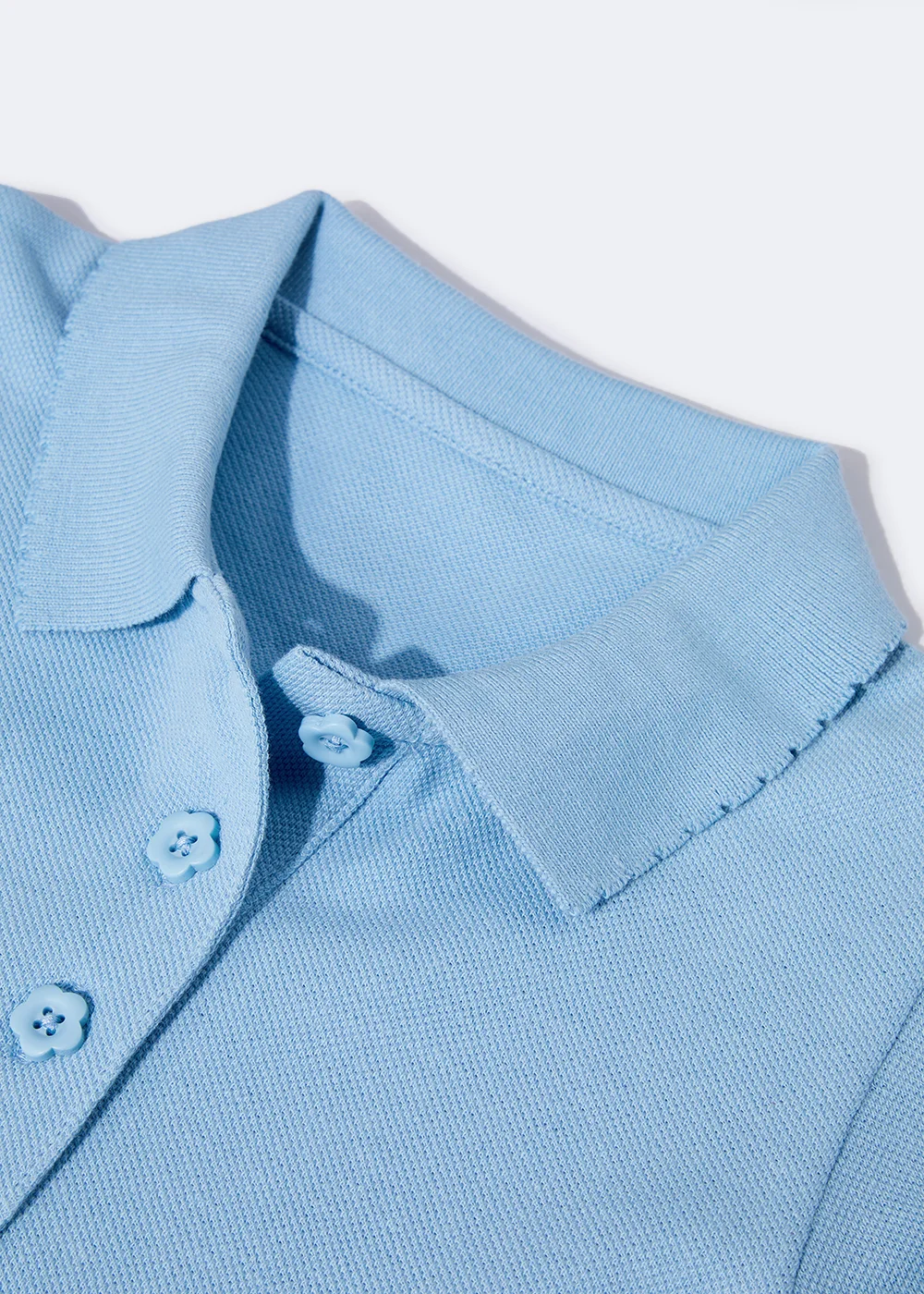 Girls 2 Pack Blue Scallop Collar School Polo Shirts (3-13yrs) - Age 3 Years Image 2