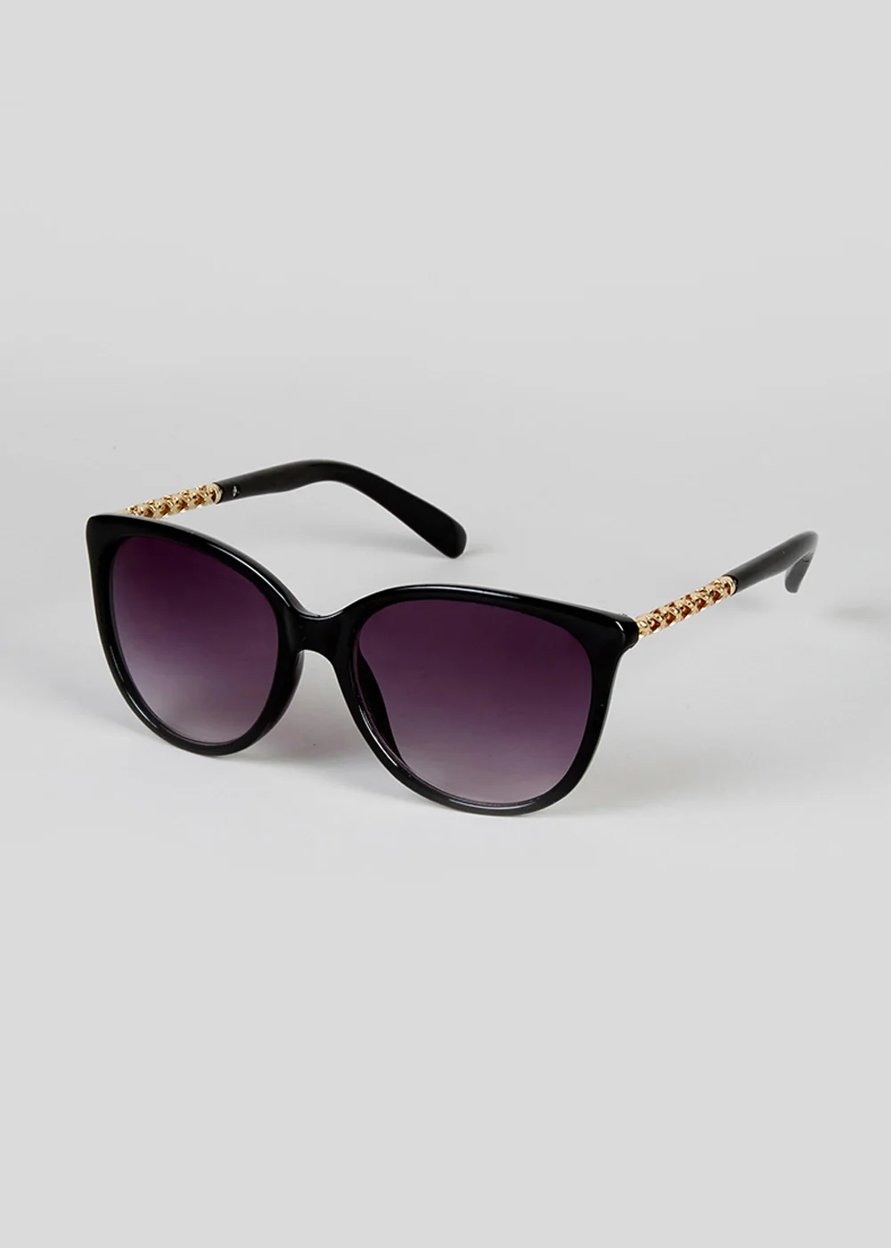 Chain Arm Cat Eye Sunglasses - One Size Image 1