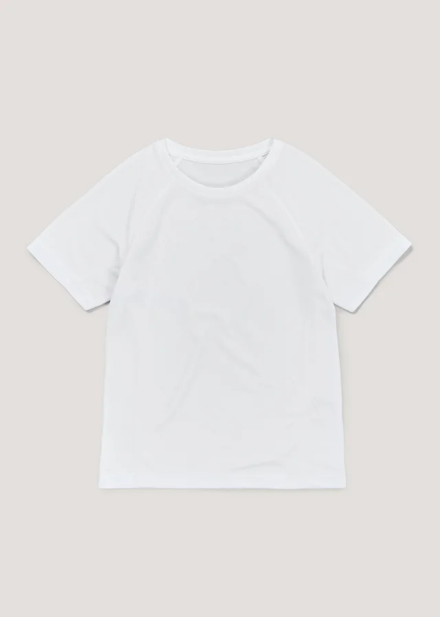 Kids White School Sports T-Shirt (3-13yrs)