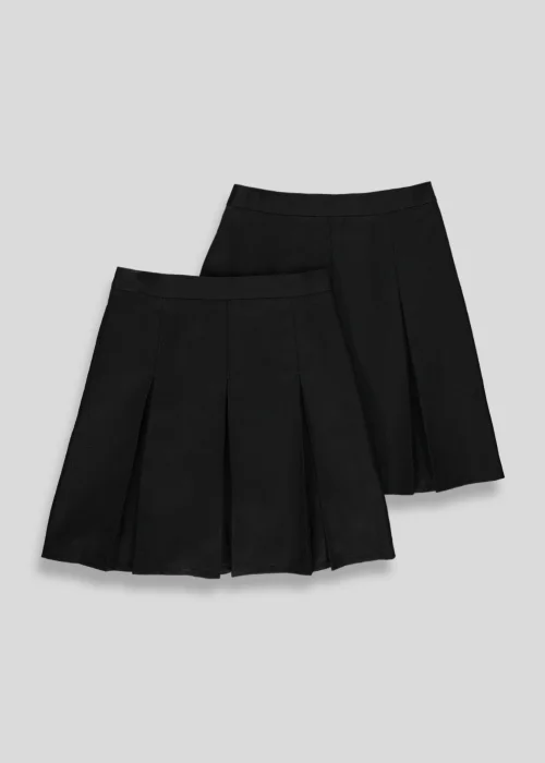 Girls 2 Pack Black Box Pleat Easy Dressing School Skirts (4-16yrs) - Age 3 Years Image 1