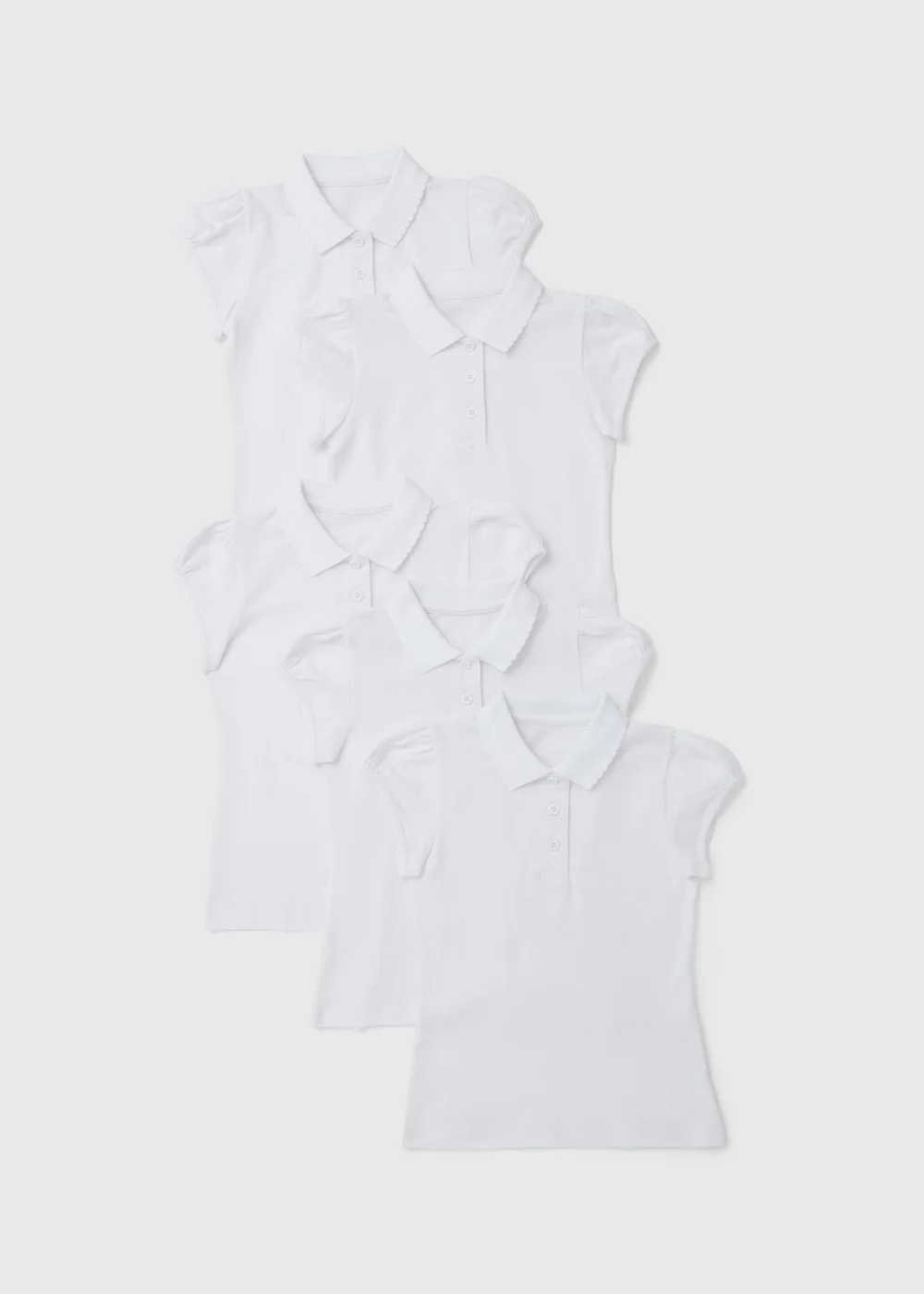 Girls 5 Pack White Scallop Collar School Polo Shirts (3-13yrs) - 3 Yrs Image 1