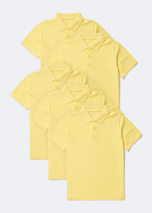 Kids 5 Pack Yellow School Polo Shirts (3-13yrs) - 3 Yrs Image 1