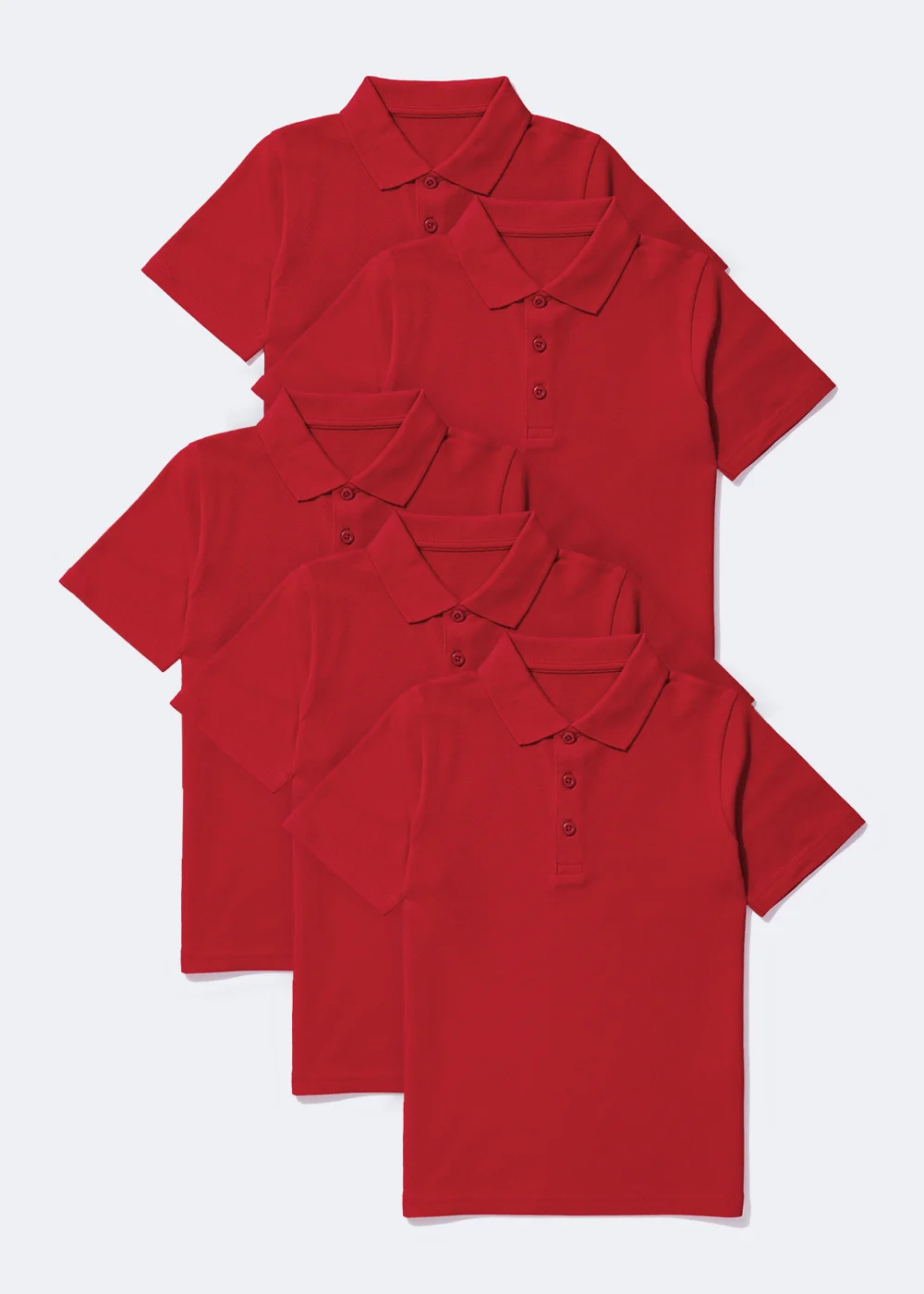 Kids 5 Pack Red School Polo Shirts (3-13yrs) - Age 4 Years Image 1