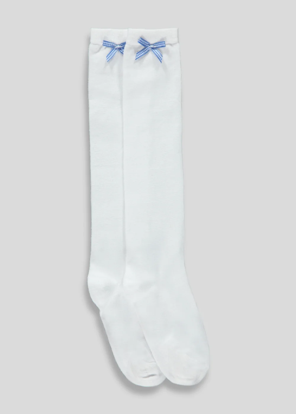 Girls 2 Pack Blue Gingham Knee High Socks (Younger 6-Older 5.5) - 4-5.5 Image 1