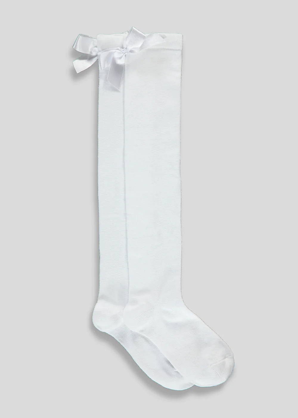 Girls 2 Pack White Bow Over the Knee Socks (Younger 6-Older 5.5) - Sizes 4-5.5 Image 1