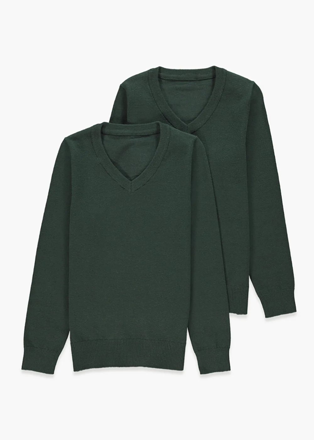 Kids 2 Pack Green V-Neck School Jumpers (3-13yrs) - 3 Yrs Image 1