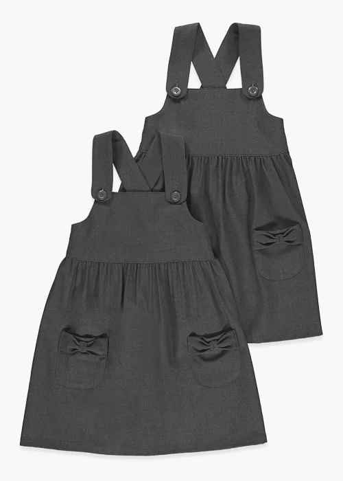 Girls 2 Pack Grey School Pinafores (3yrs-9yrs) - Age 5 Years Image 1