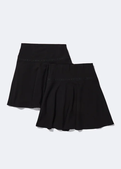 Girls 2 Pack Black Flippy School Skirts (3-13yrs) - 4 Yrs Image 1