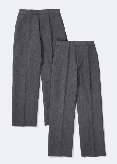 Boys 2 Pack Grey Easy Dressing Pull On School Trousers (3-11yrs) - 3 Yrs Image 1
