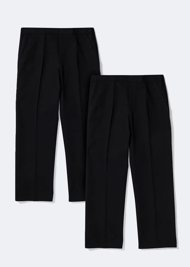 Boys 2 Pack Black Pull On School Trousers (3-11yrs)