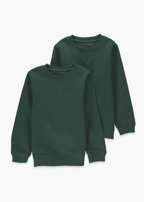 Kids 2 Pack Green Crew Neck School Sweatshirts (3-13yrs) - Age 3 Years Image 1