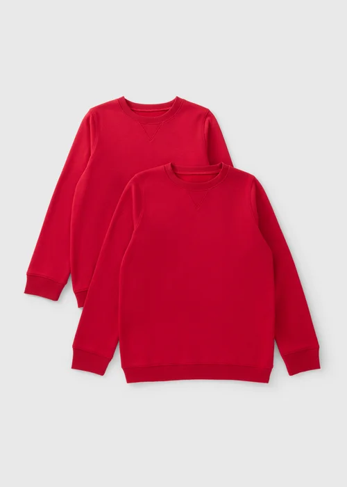 Kids 2 Pack Red Crew Neck School Sweatshirts (3-13yrs) - Age 6 Years Image 1